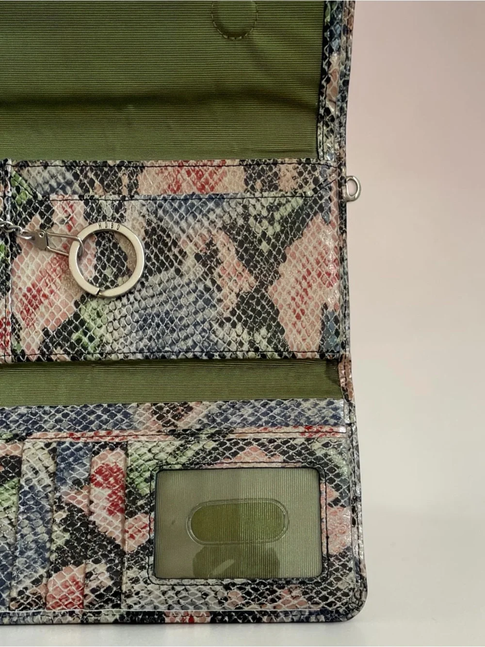 HOBO International Multicolor Snakeskin Embossed Leather Continental Wallet